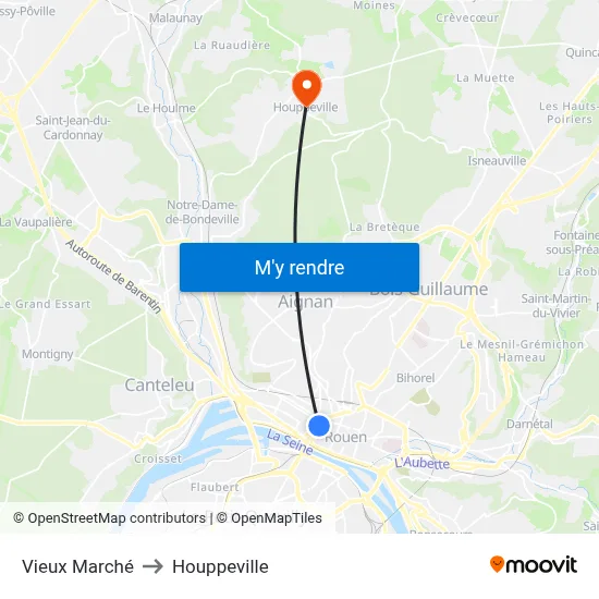 Vieux Marché to Houppeville map
