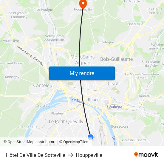 Hôtel De Ville De Sotteville to Houppeville map