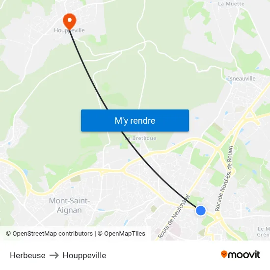 Herbeuse to Houppeville map