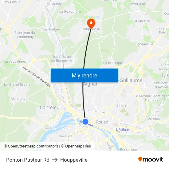 Ponton Pasteur Rd to Houppeville map