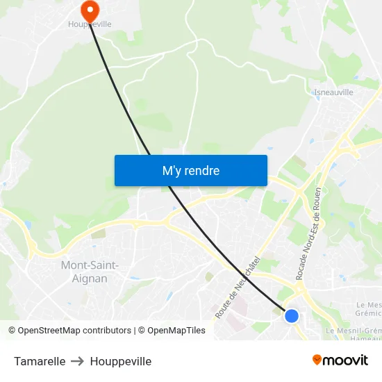 Tamarelle to Houppeville map