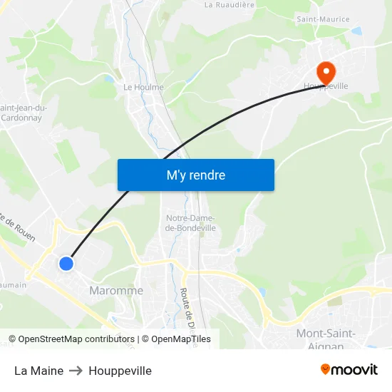 La Maine to Houppeville map