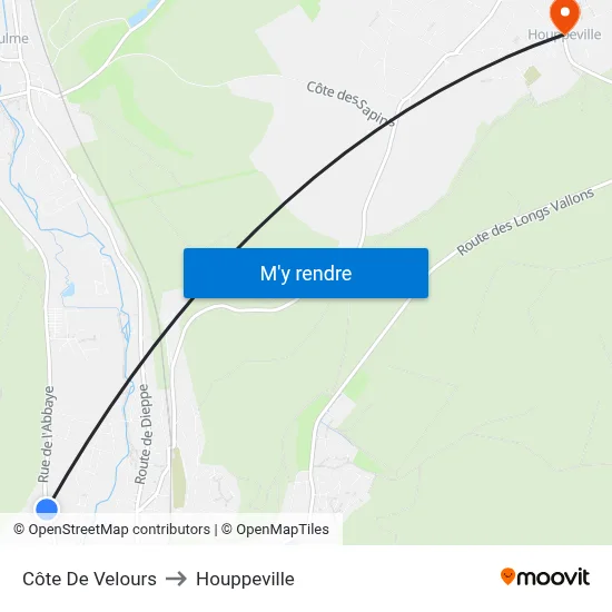 Côte De Velours to Houppeville map