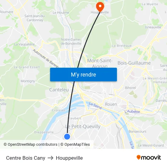 Centre Bois Cany to Houppeville map