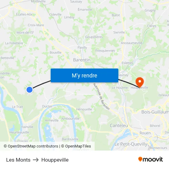 Les Monts to Houppeville map