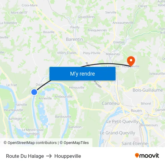 Route Du Halage to Houppeville map