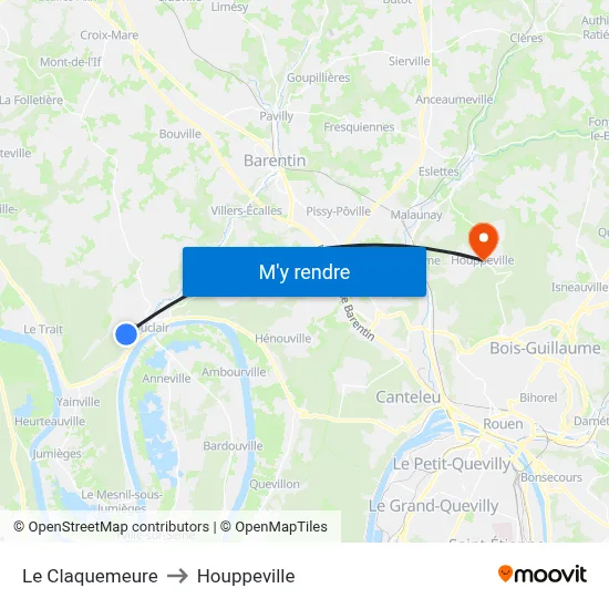 Le Claquemeure to Houppeville map