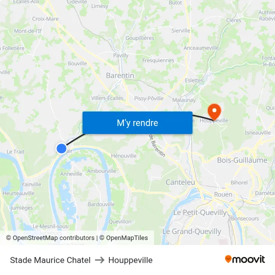 Stade Maurice Chatel to Houppeville map