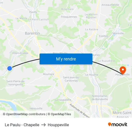 Le Paulu - Chapelle to Houppeville map