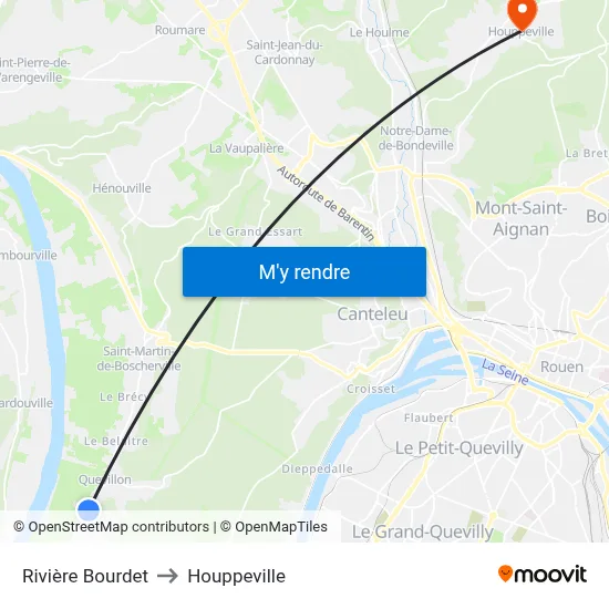 Rivière Bourdet to Houppeville map
