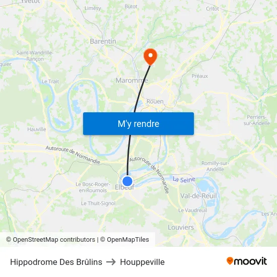 Hippodrome Des Brûlins to Houppeville map