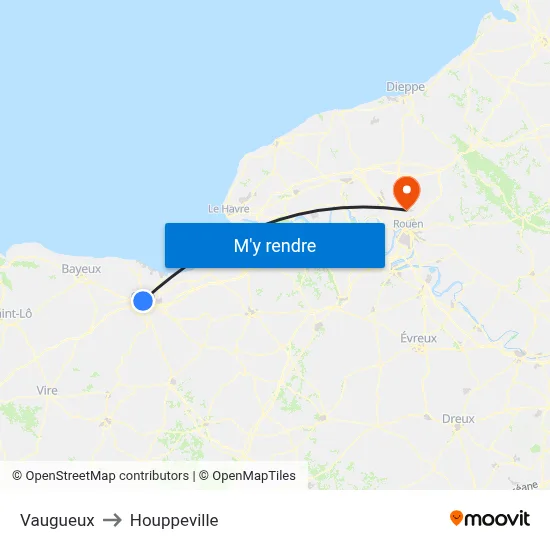 Vaugueux to Houppeville map