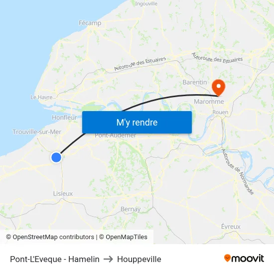 Pont-L'Eveque - Hamelin to Houppeville map