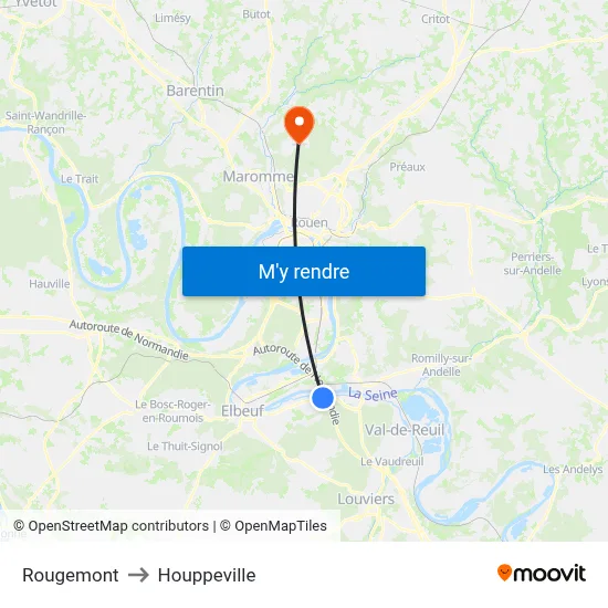 Rougemont to Houppeville map
