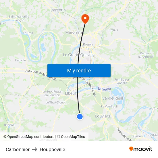 Carbonnier to Houppeville map