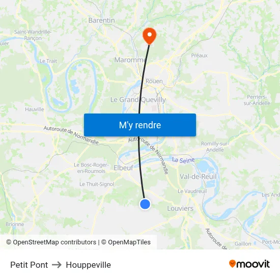 Petit Pont to Houppeville map