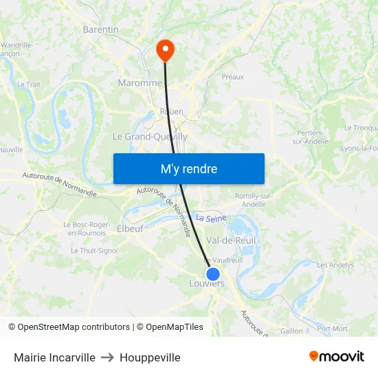 Mairie Incarville to Houppeville map