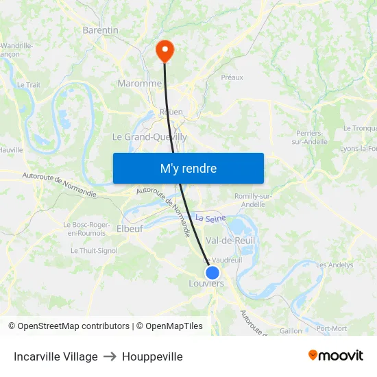 Incarville Village to Houppeville map