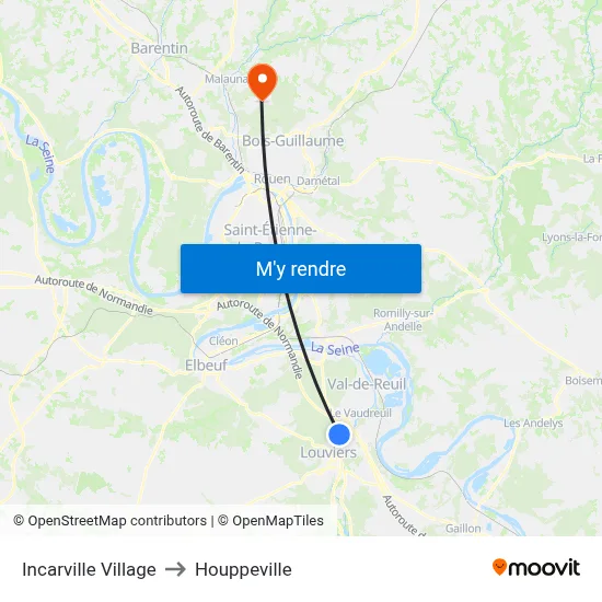 Incarville Village to Houppeville map
