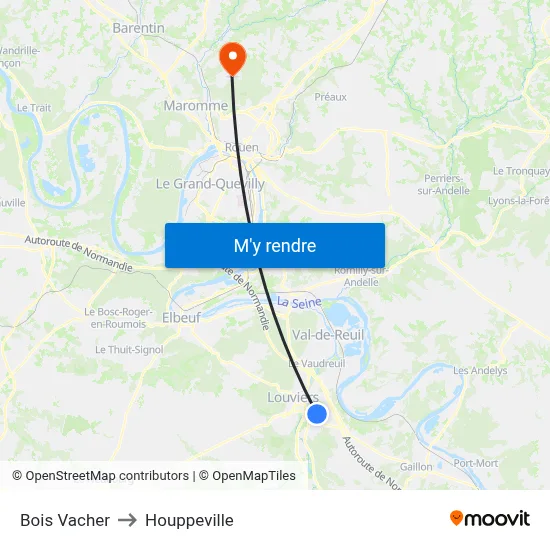 Bois Vacher to Houppeville map