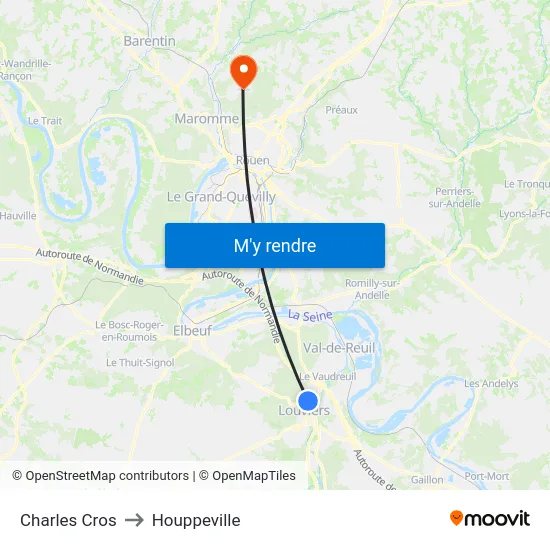 Charles Cros to Houppeville map