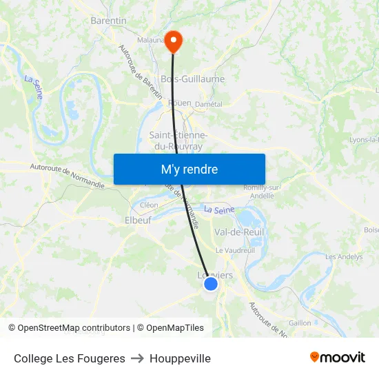 College Les Fougeres to Houppeville map