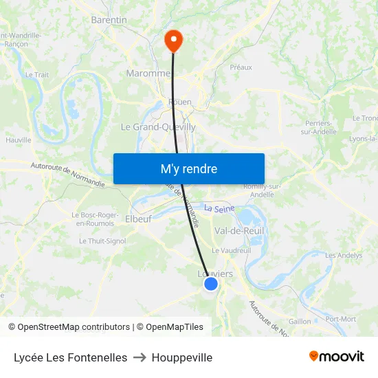 Lycée Les Fontenelles to Houppeville map