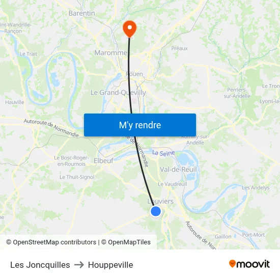 Les Joncquilles to Houppeville map