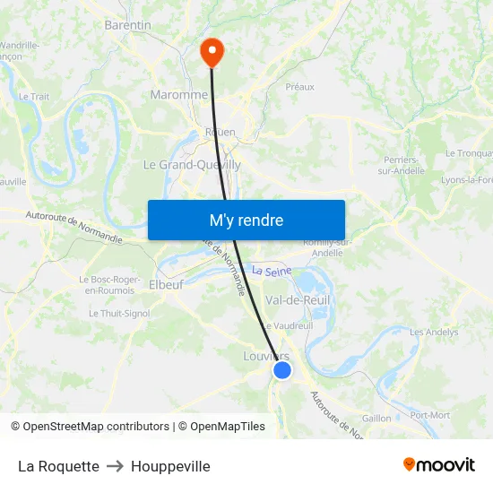 La Roquette to Houppeville map