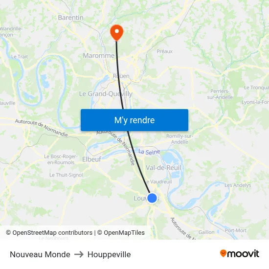 Nouveau Monde to Houppeville map