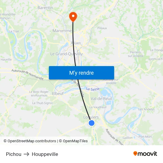 Pichou to Houppeville map