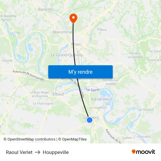 Raoul Verlet to Houppeville map