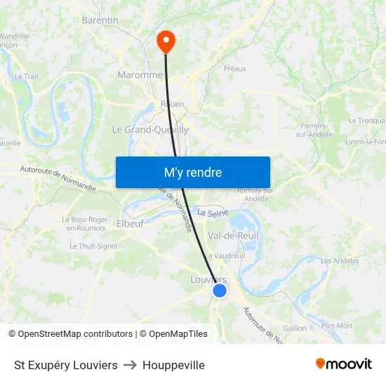 St Exupéry Louviers to Houppeville map