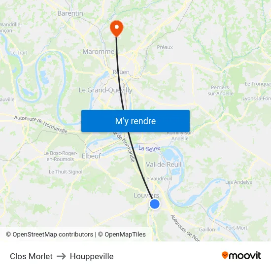 Clos Morlet to Houppeville map