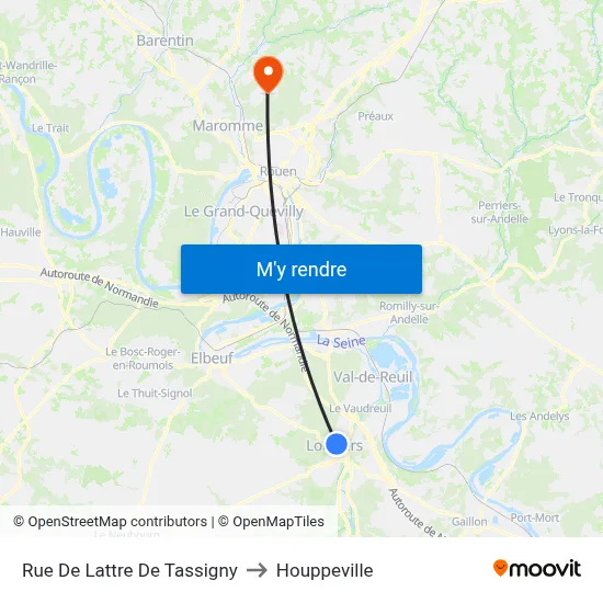 Rue De Lattre De Tassigny to Houppeville map