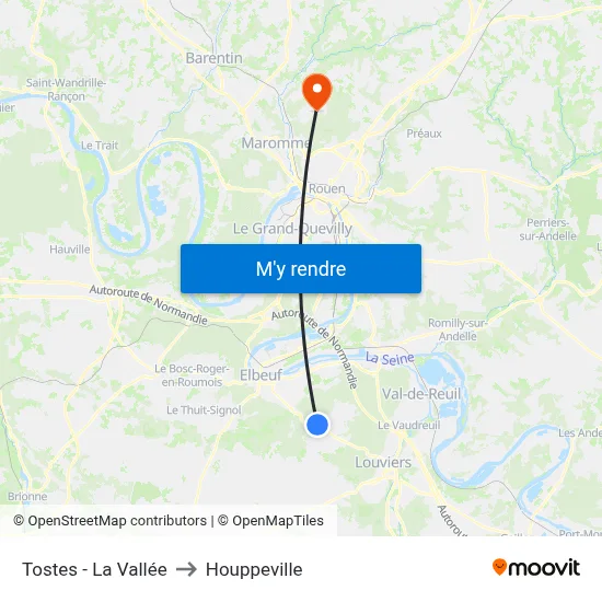 Tostes - La Vallée to Houppeville map