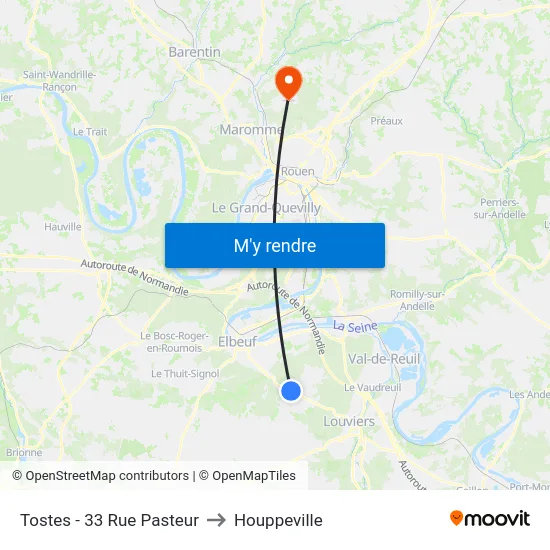 Tostes - 33 Rue Pasteur to Houppeville map