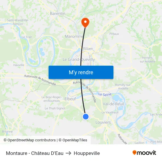 Montaure - Château D'Eau to Houppeville map