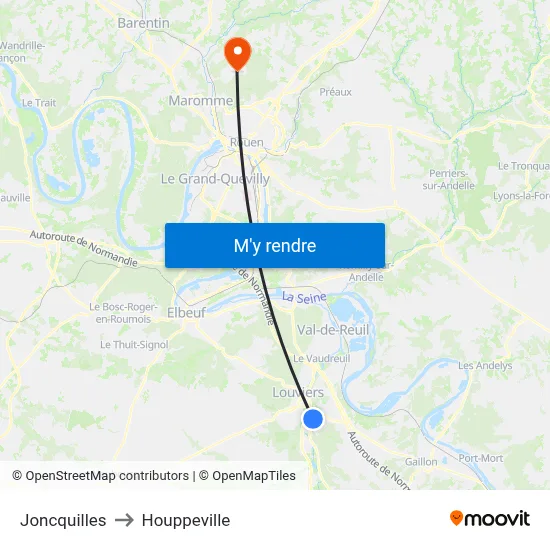 Joncquilles to Houppeville map