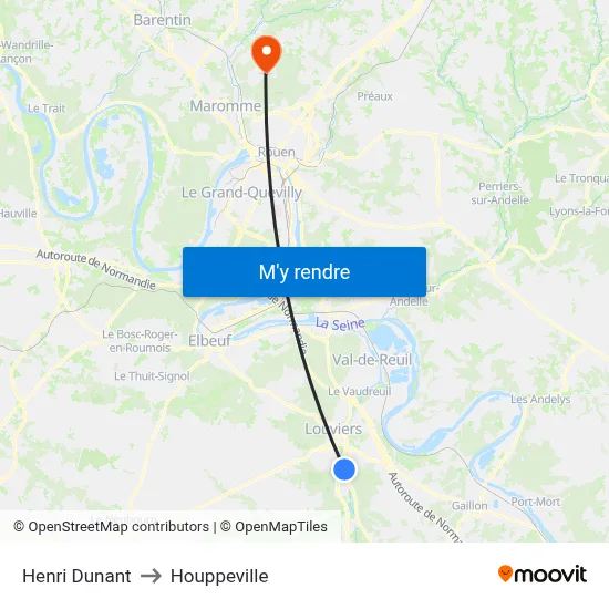 Henri Dunant to Houppeville map