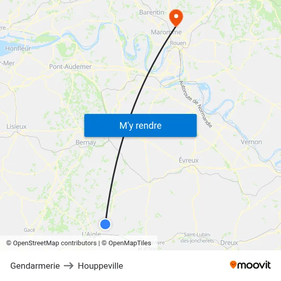 Gendarmerie to Houppeville map