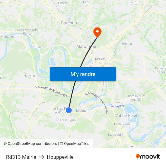 Rd313 Mairie to Houppeville map