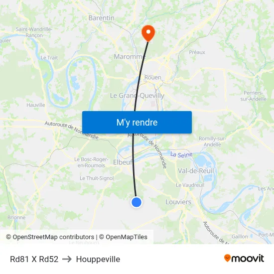 Rd81 X Rd52 to Houppeville map
