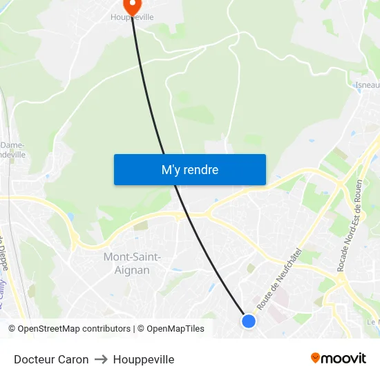 Docteur Caron to Houppeville map