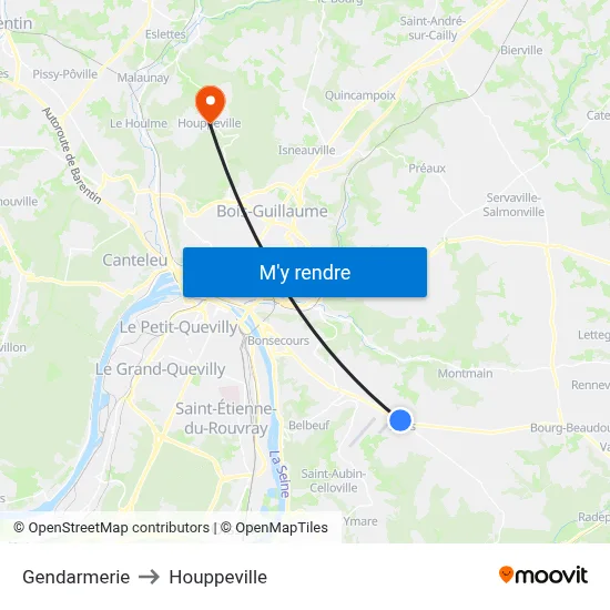 Gendarmerie to Houppeville map