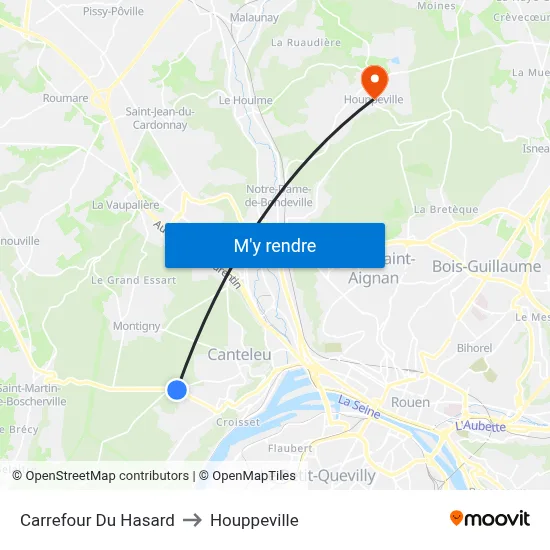 Carrefour Du Hasard to Houppeville map