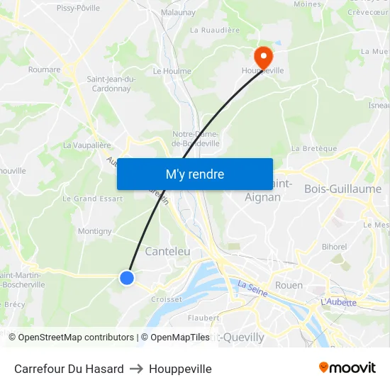 Carrefour Du Hasard to Houppeville map