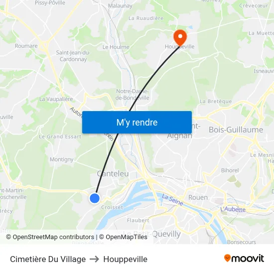 Cimetière Du Village to Houppeville map