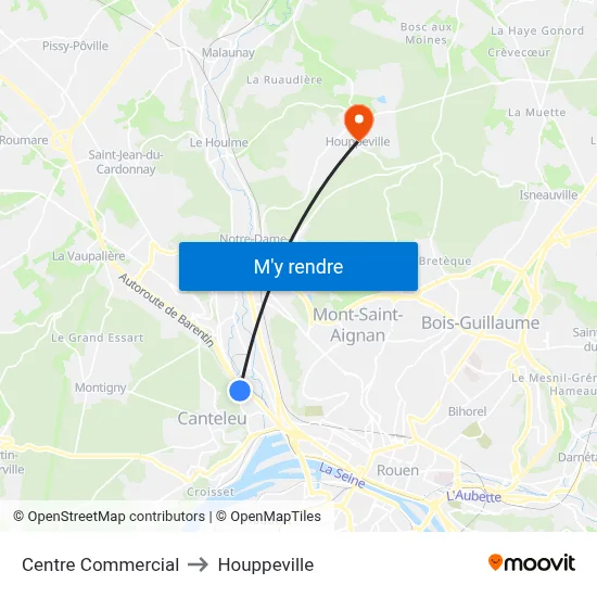 Centre Commercial to Houppeville map
