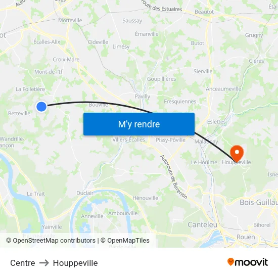 Centre to Houppeville map